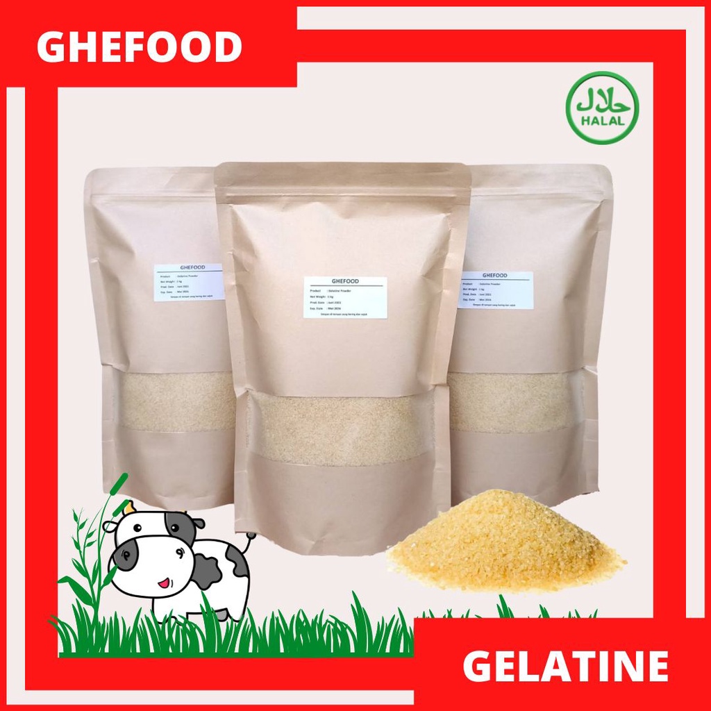 

Gelatine Powder/Gelatin Bubuk Sapi Premium Import Halal MUI 250 gr - 1 Kg