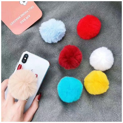 【GOGOMART】Pop Socket Warna 3D Pompom / Pop Socket Bulu Aksesoris Hp