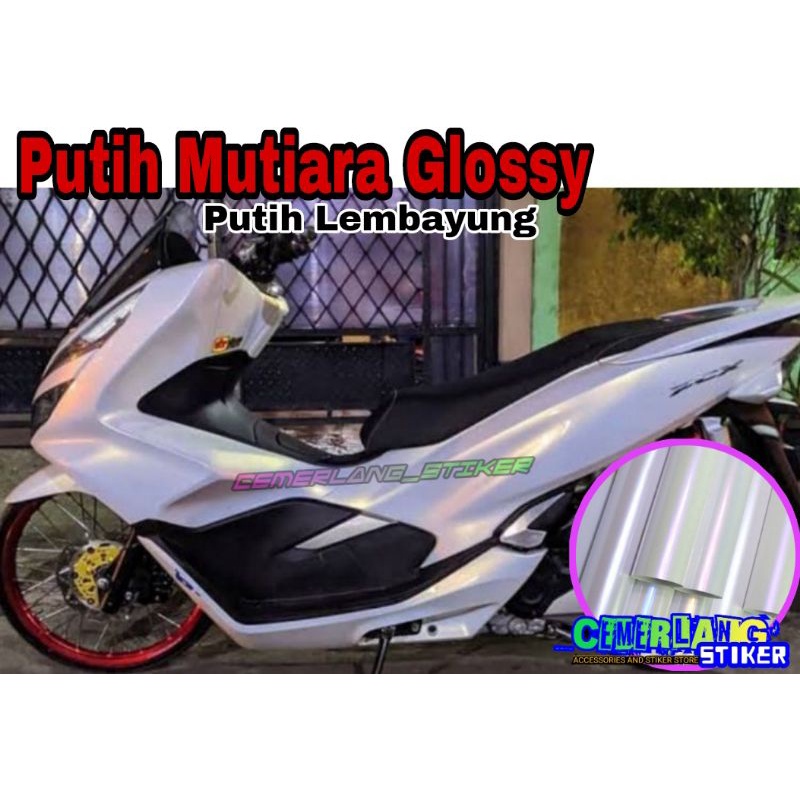 Sticker Skotlet Motor Putih Mutiara /Skotlet Putih Lembayung /Stiker Motor Putih Mutiara