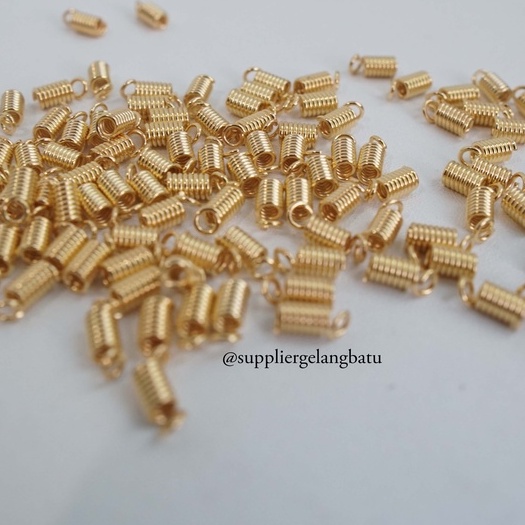 UJUNG TALI CONNECTOR 2mm SPRING CORD end per KONEKTOR GOLD masker