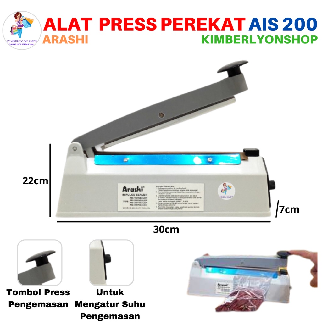 Impulse Sealer Alat Press Perekat Plastik AIS 200 Arashi