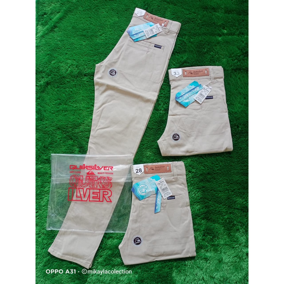 Celana Chino Panjang Pria Cream Quiksilver Full Acc