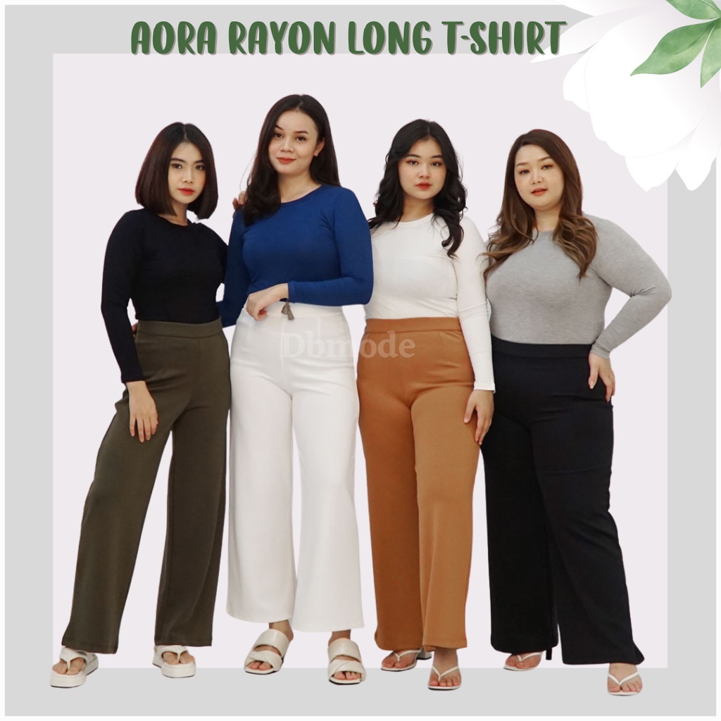 Jual Baju Kaos Lengan Panjang Wanita Aora Long T-Shirt Jumbo Big Size