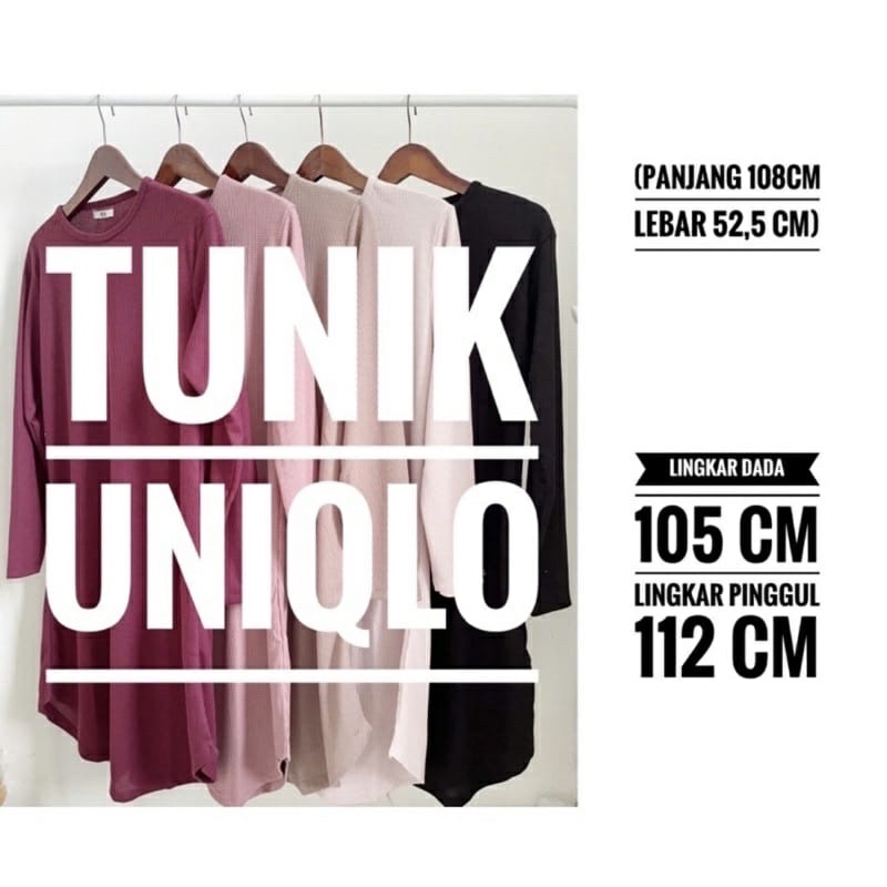 tunik knit waffle uniqlo ld 105 Kaos Wafer Waffle Lengan Panjang Wanita / Kaos Rib Lengan Panjang
