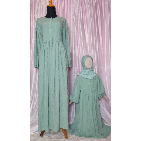 Gamis Couple Mom & Kids Bahan Rayon crinkle Premium
