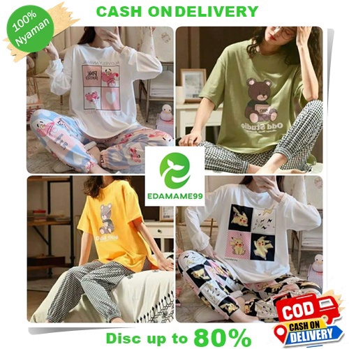 PIYAMA WANITA IMPORT LENGAN PANJANG  MODEL JOGER PIYAMA KEKINIAN PIYAMA MURAH