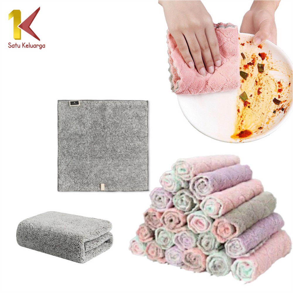 Kain Lap Dapur Ibu Anti Minyak ZamzAm C225 Kain Lap Piring Anti Minyak Bahan Coral Fleece Microfiber Serap Air Murah