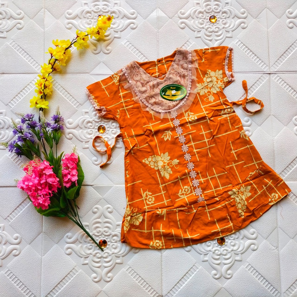 Homedress Daster Arab Renda Brokat Anak Motif ANGGUR Tali Belakang Bawah Usia 1 - 6 Tahun