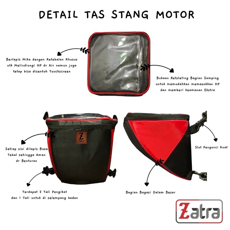 TAS STANG MOTOR WATERPROOF AMAN UNTUK TEMPAT HP dan BAGASI MOTOR