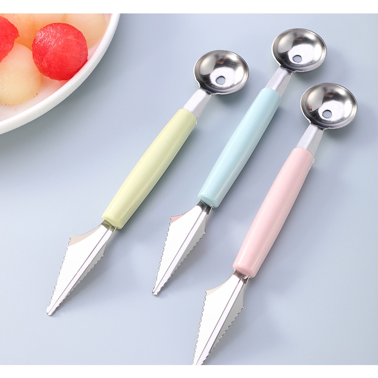 HOVELSHOP Pisau Ukir Hias Buah Bulat Panjang 2 Sisi Fruits Carve Knife Stainless Steel