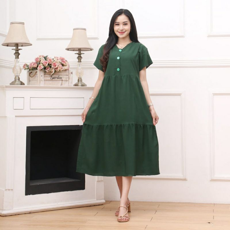 DASTER BALI VIRAL BUSUI TALI SAMPING DASTER POLOS MIDI DRESS TERBARU