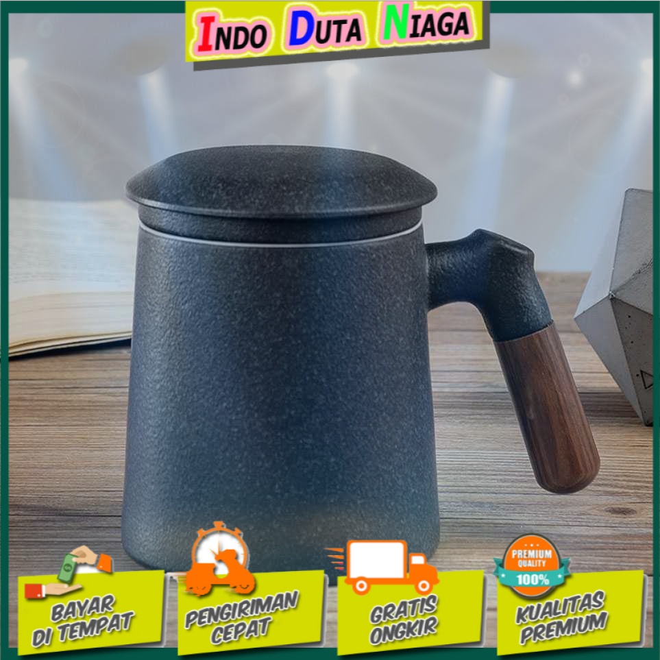 Xiaomi Pinztea Tea Cup Cangkir Keramik Gagang Kayu 380ML