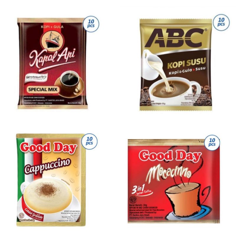 

Kopi Special Mix/Abc Susu/Good Day Cappuccino/Mocaccino 10 Pcs