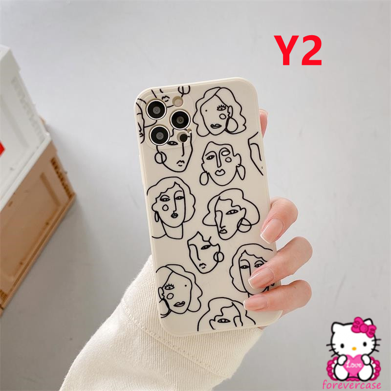 Art Line Face Simple Case Samsung A32 A52 A72 A12 M12 A03S A52S A51 A71 A11 M11 A50 A50S A30S A20S A21S A31 A10S Fashion Soft Tpu Protector Phone Case