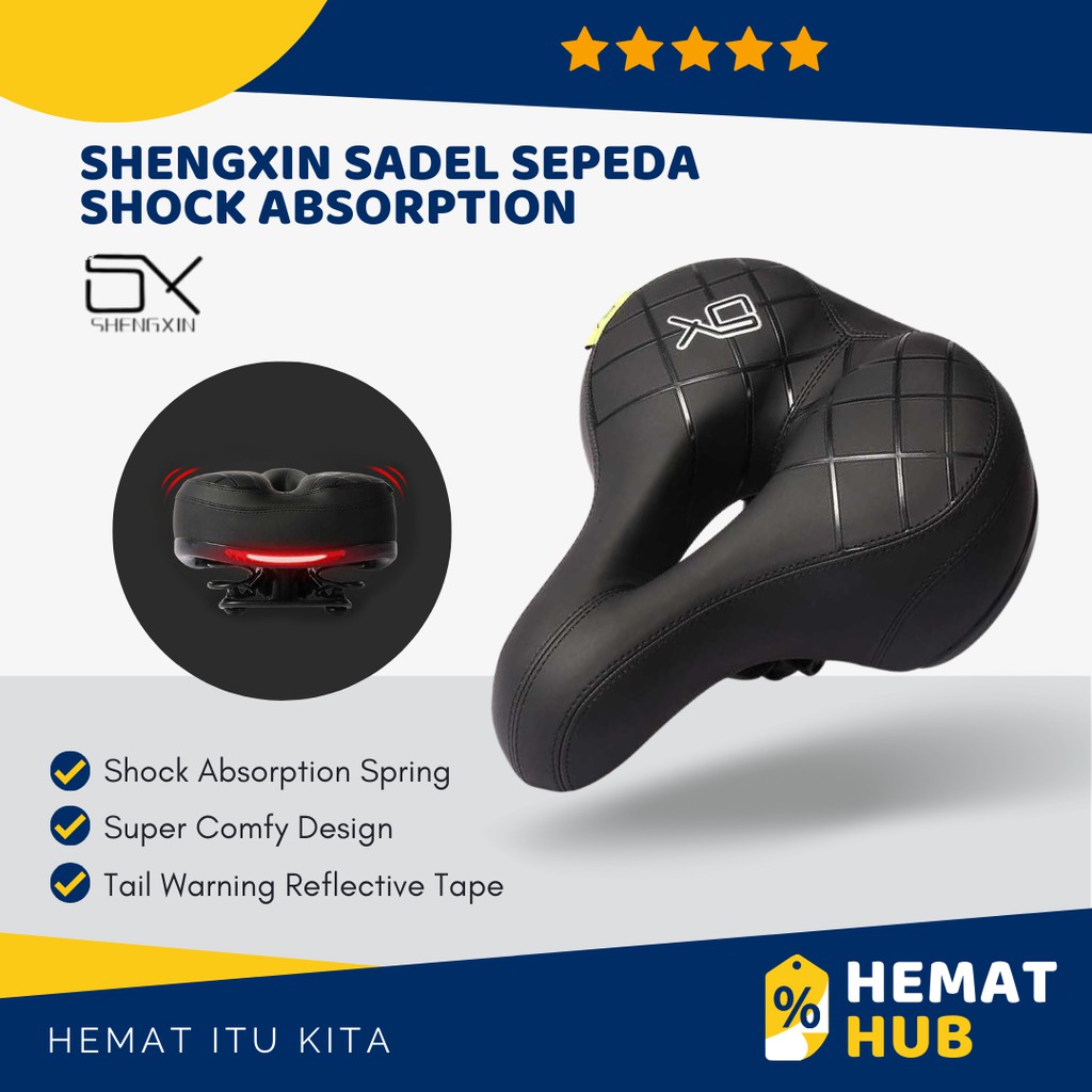 Jok Sepeda Empuk Per Shock Absorbtion Sadel Breathable Reflective Tape Anti Gerah Roadbike MTB