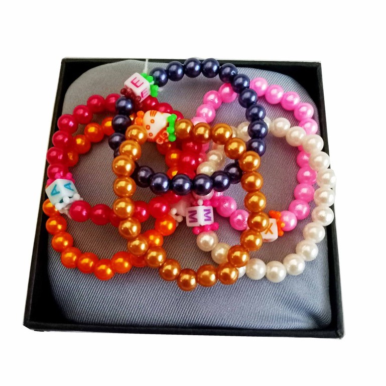 Isi 12 pcs Gelang Anak seri Mutiara Sintetis Multiwarna