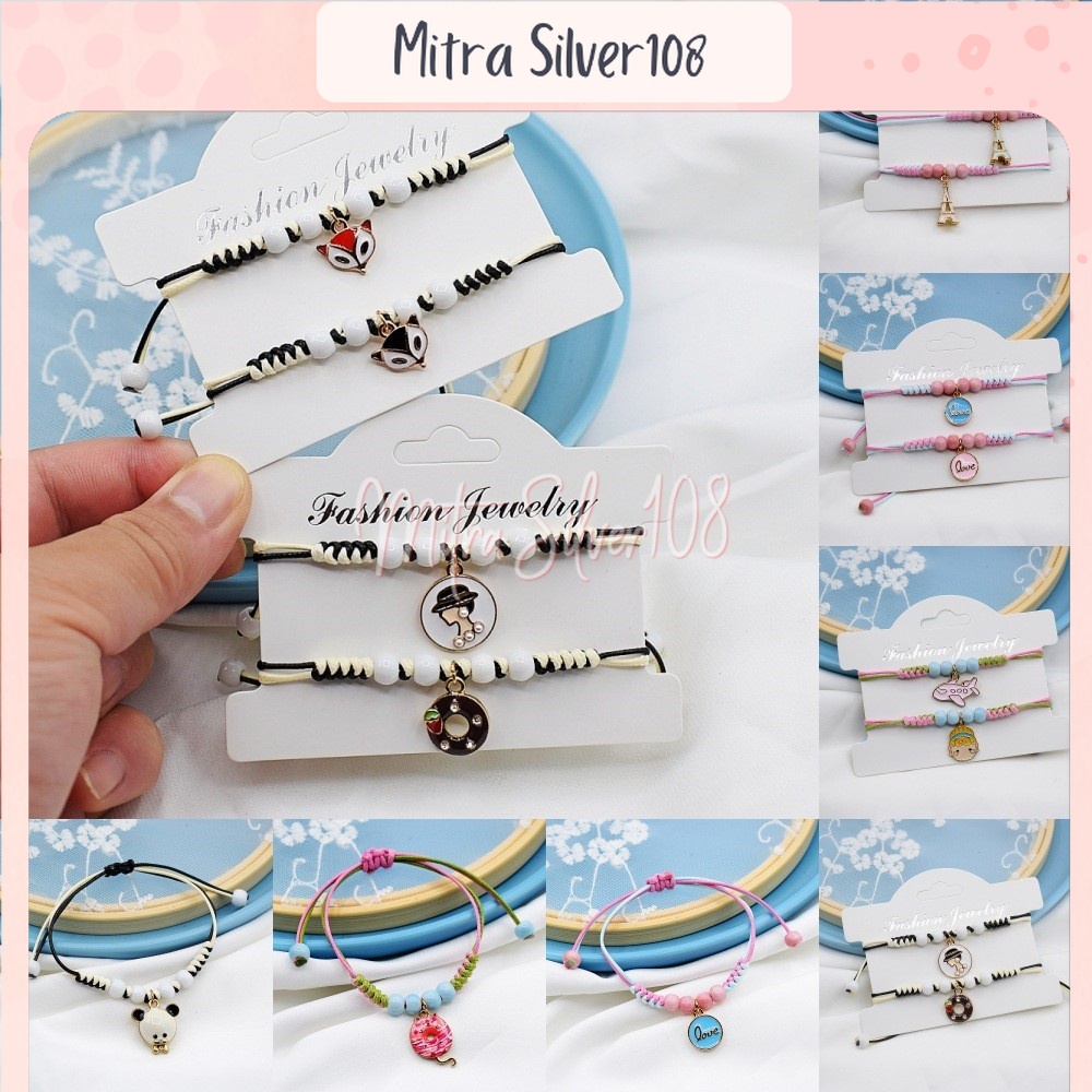 [MS108] GL 04 - GELANG TANGAN BAHAN TALI MODEL KOREA / GELANG WANITA / GELANG BESTIE / BRACELET GELANG TANGAN / IMPOR MURAH / GELANG PERSAHABATAN (2pcs/sepasang)