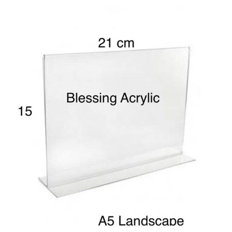 acrylic tent card T A5 Landscape T15 cm x P21 cm/akrilik tempat brosur/akrilik brosur meja