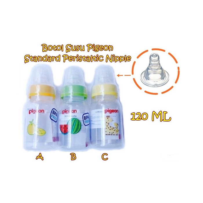 Dot Botol Susu Asi Bayi Pigeon PP RP Peristaltic Peristaltik Nipple Standart MM 120 ML