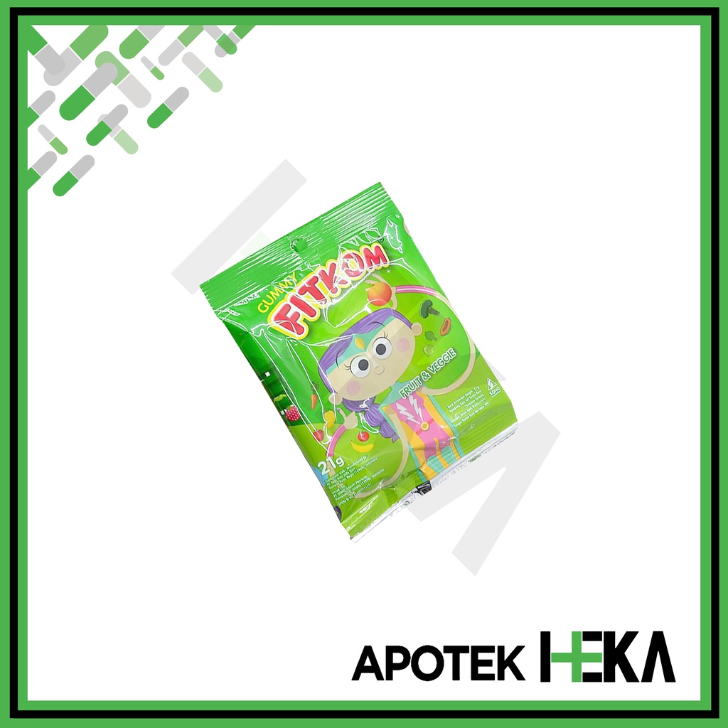 Fitkom Gummy Fruit &amp; Veggie Sachet 24 gr Hijau (SEMARANG)