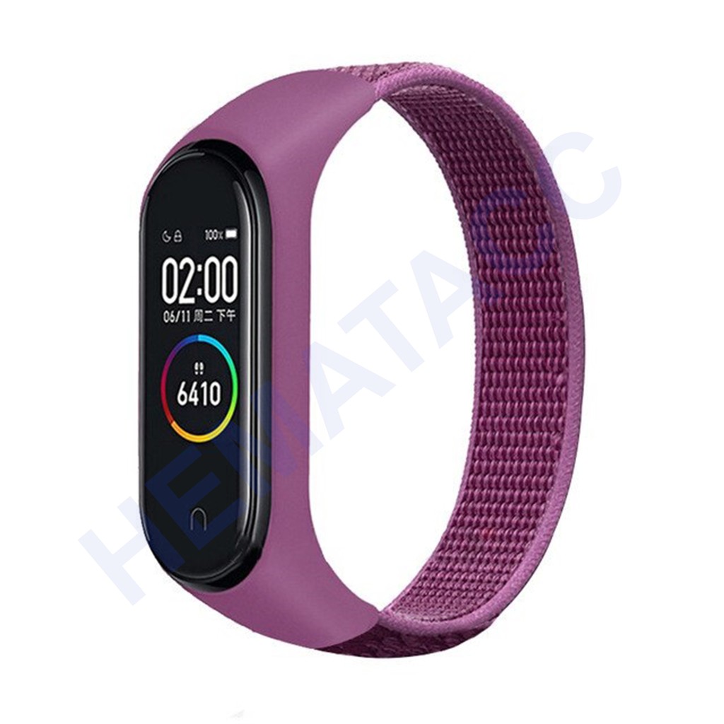 Strap Nylon Mi Band 6 5 4 3 Tali Jam Nilon Xiaomi Smartband M6 M5 M4 M3 OASE-Magenta