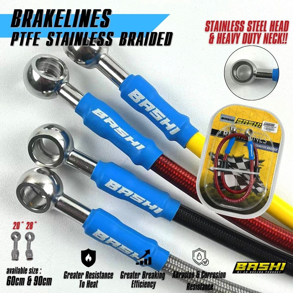 SELANG REM BASHI BRAKELINES STAINLESS STEEL PTFE CARBON 60-90 cm