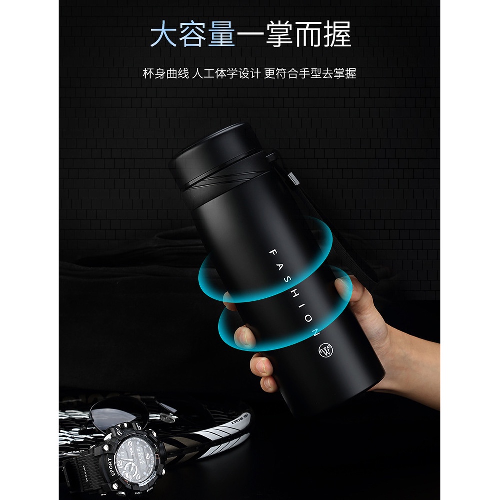 Botol Minum Thermos Vacuum Stainless Steel 800ml - Black - 7RHA9IBK