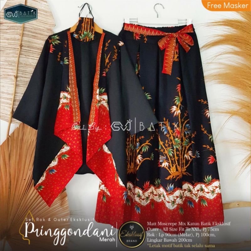 SETELAN BATIK WANITA ROK OUTER BATIK SOLO EKSKLUSIF PRINGGODANI ORI SVJ