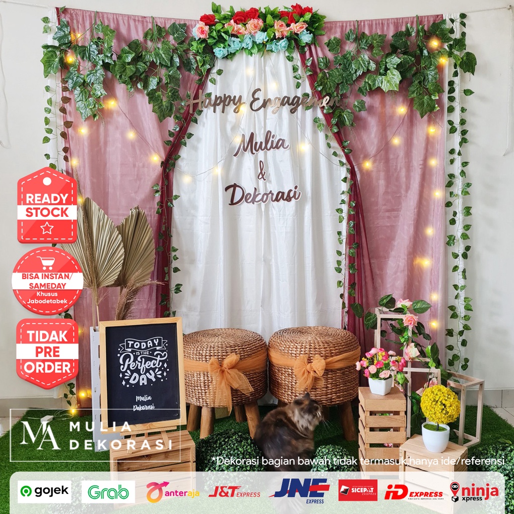 Dekorasi Lamaran Tunangan Backdrop Nikahan PhotoBooth DIY Akad Nikah Aqiqah Khitan Paket Mulia SS