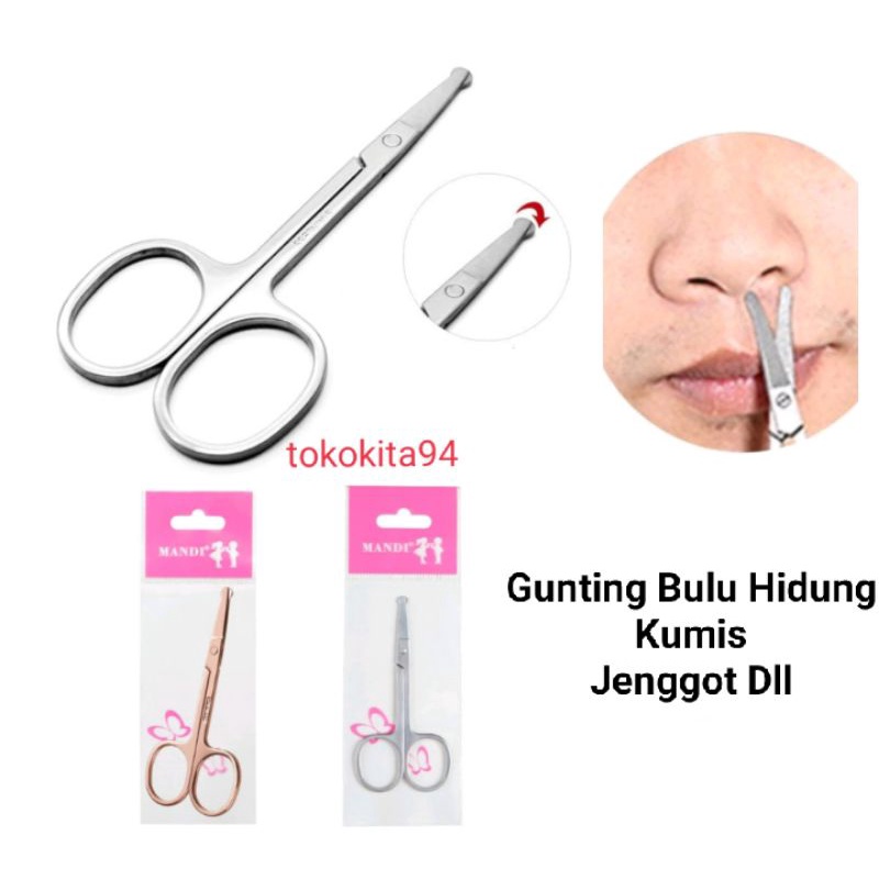 Gunting Bulu Hidung Satuan Rosegold 9Cm Stainless - Gunting Bulu Kumis Jenggot 1Pcs Silver - Gunting Serbaguna Kecil Stainless 1 Pcs Silver Rosegold