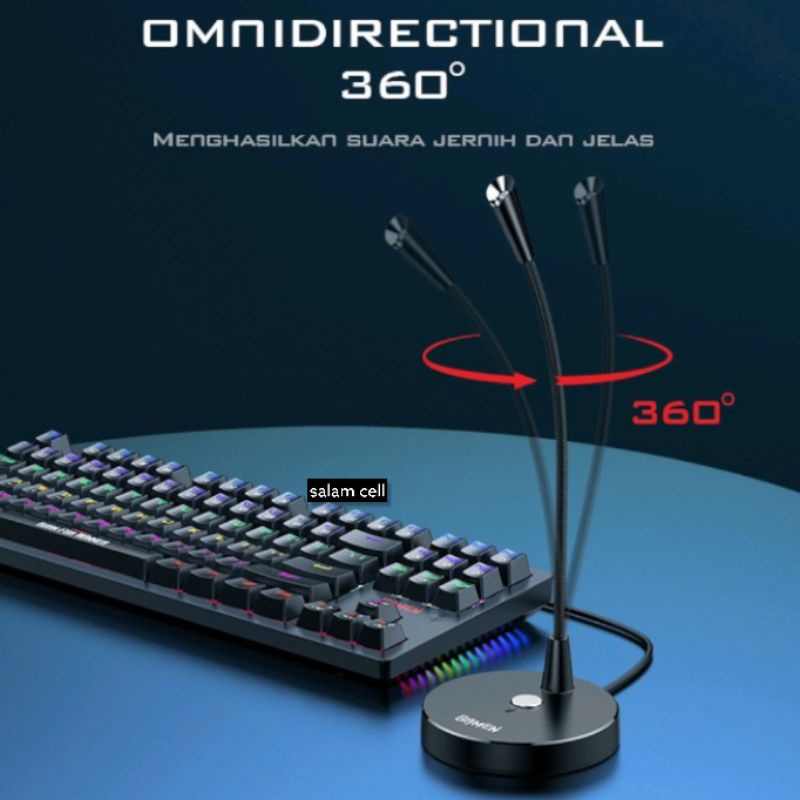 Mic Microphone RGB Plug and Play GMH100 Black For E-Sport / Live Streaming Original GAMEN