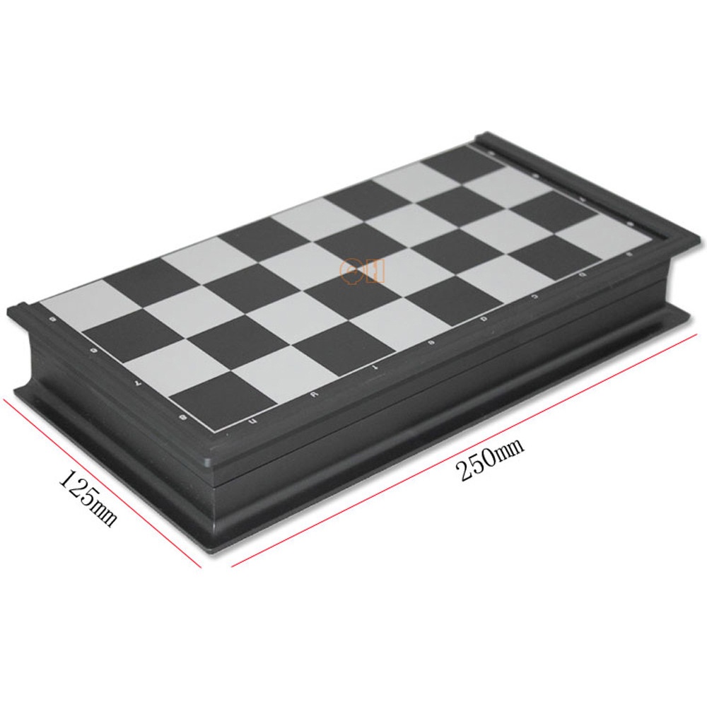 Permainan Papan Catur Magnet Folding Chessboard -  Black White