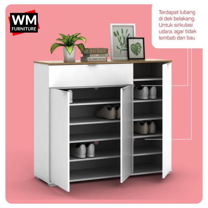 Rak Sepatu Minimalis | Lemari Sepatu Kayu | Kotak Sepatu Susun | La01 Sanyose