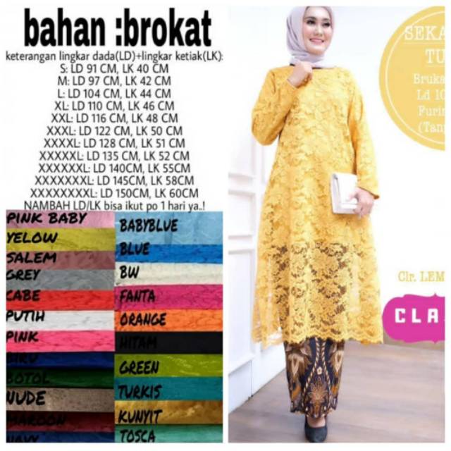 (ld150cm)Stelan kebaya brukat Kartini jumbo Bigsize