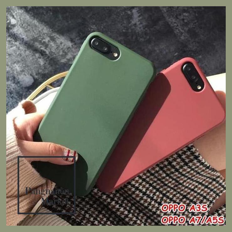 For Oppo A3S, A7/A5S - Green Army Wine Red Candy Case Casing Soft