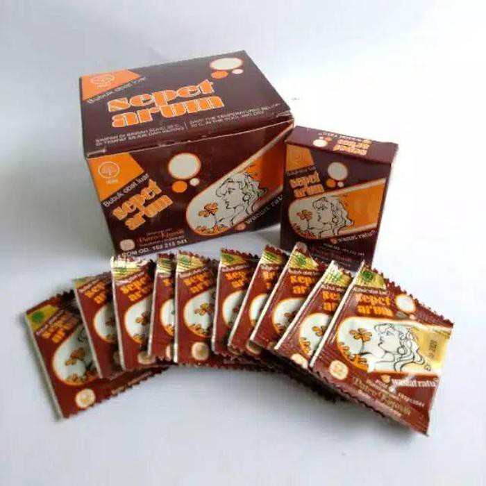 

Sepet arum / cebok / pembersih keputihan ( 1 bok isi 10 pak / 100 bungkus )