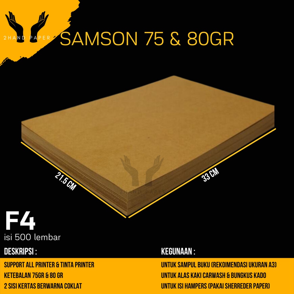 

Kertas Samson Kraft F4 isi 500 lembar / Samson Kraft F4