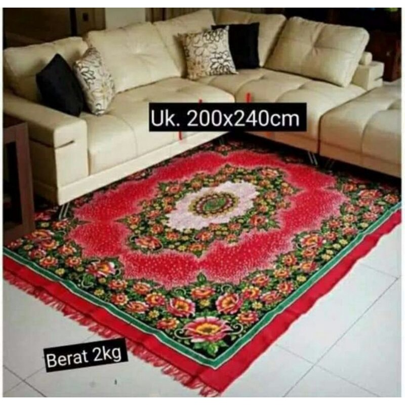 GRATIS ONGKIR KARPET JAGUARD MERAH BIRU / KARPET MURAH PERMADANI / KARPET LANTAI JAGUAR