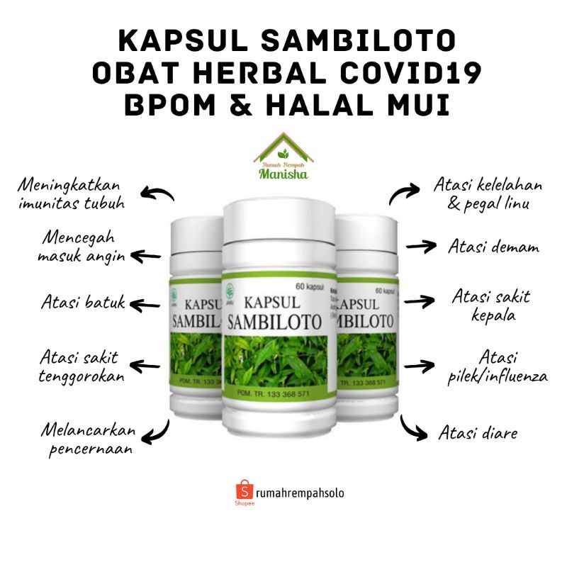 Kapsul Sambiloto Antivirus Alami (BPOM &amp; HALAL MUI) 60Kapsul Al-Ghuroba