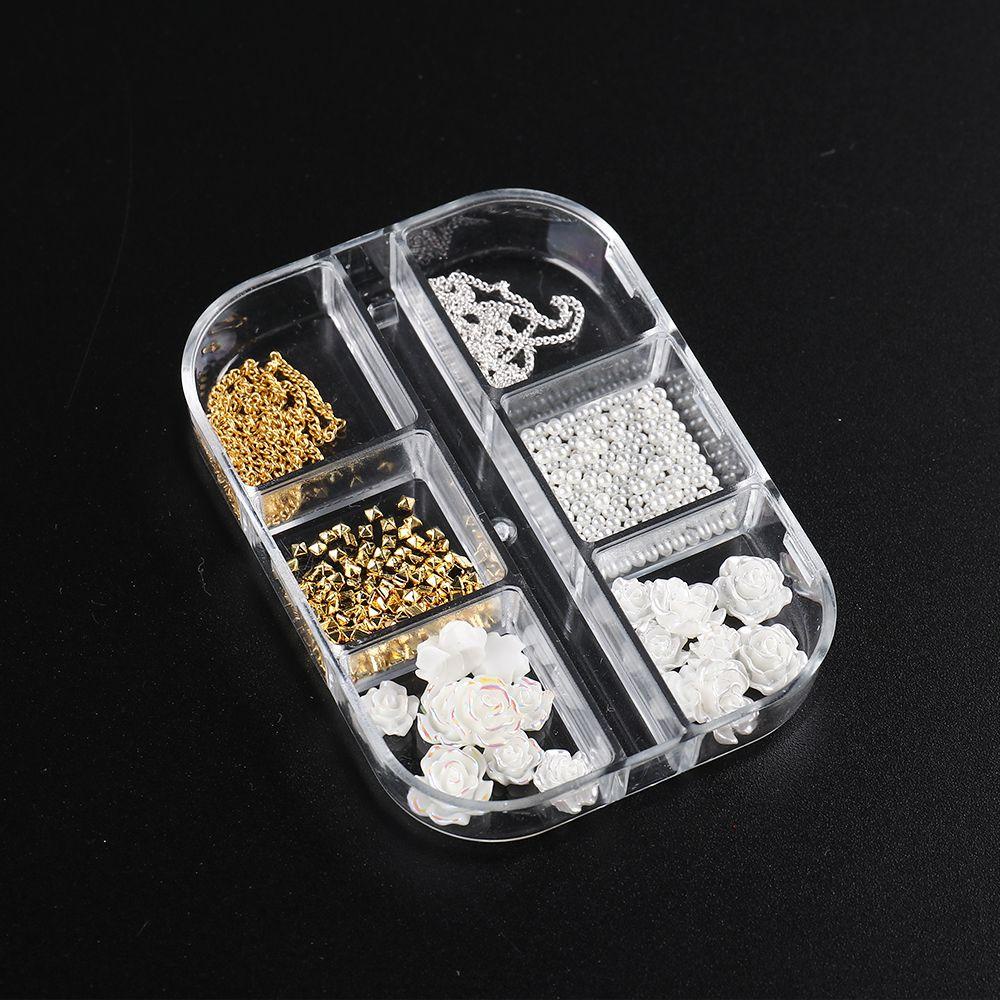 AUGUSTINA Agustina Camelia Dekorasi Kuku 3D Fashion Rantai Putih Mawar Manicure Nail Art Ornamen Nail Charms