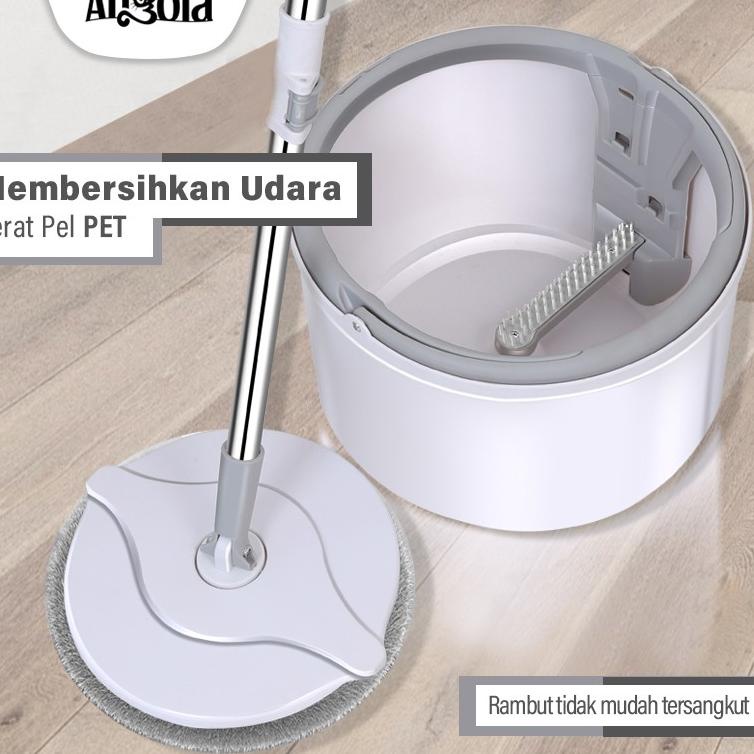 (BIG SALE) Angola Spin Mop D31 Alat Pel Lantai Kain Pel Alat Pembersih Praktis Pel-pelan Otomatis
