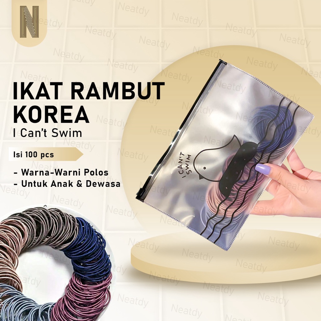 IKAT RAMBUT DEWASA ANAK POLOS TIPIS ISI 100PC KARET RAMBUT E071