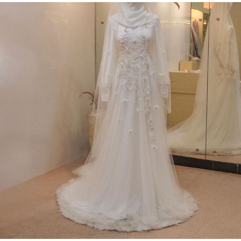 set akad syari/ baju pengantin murah/ walimah/ baju akad/gaun akad pengantin/ gaun akad syar'i/ wedd
