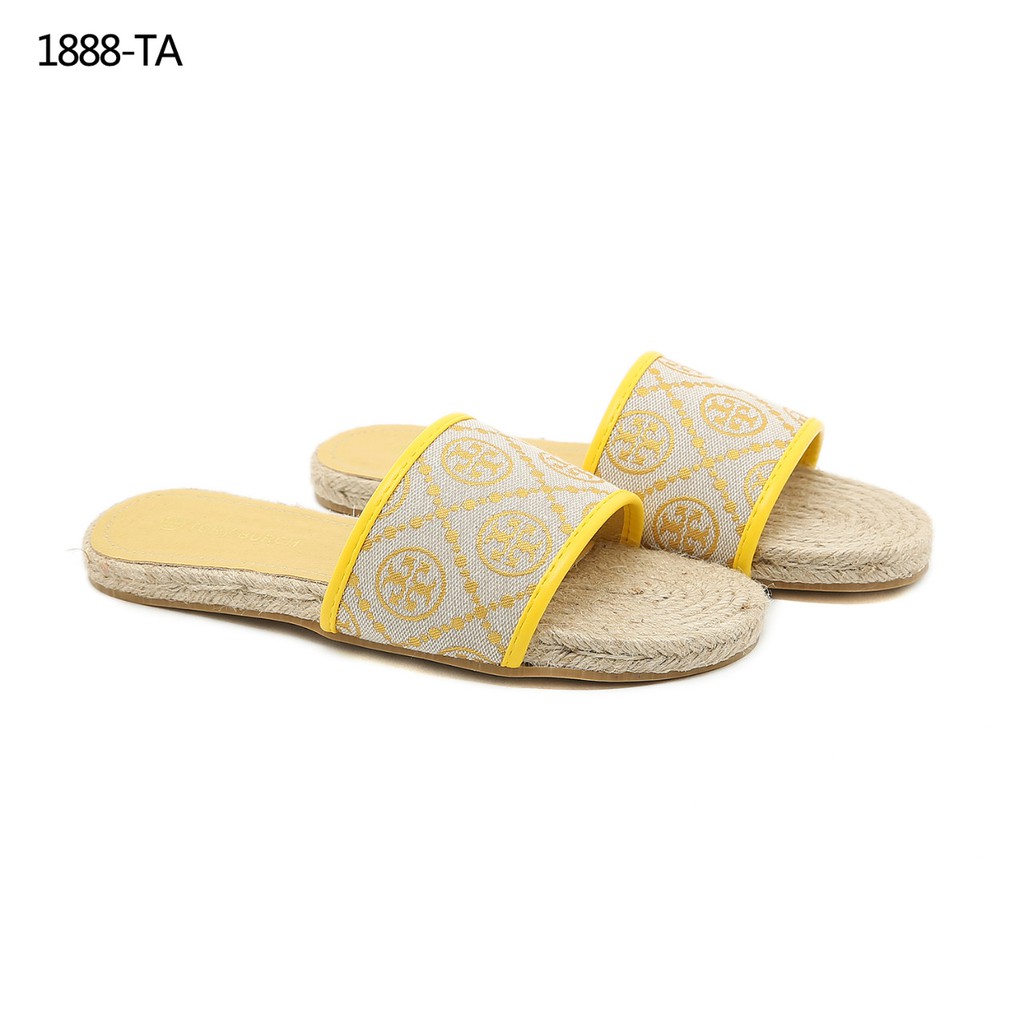 PR New Arrivall ! New Item !  TB Women's Natural 't-Monogram' Woven Slides Sandals 1888-TA