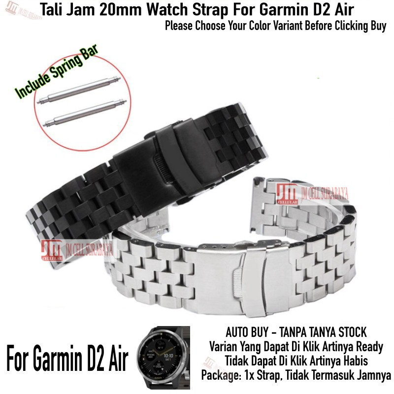 Super II Tali Jam 20mm Watch Strap Garmin D2 Air - Metal Stainless Steel