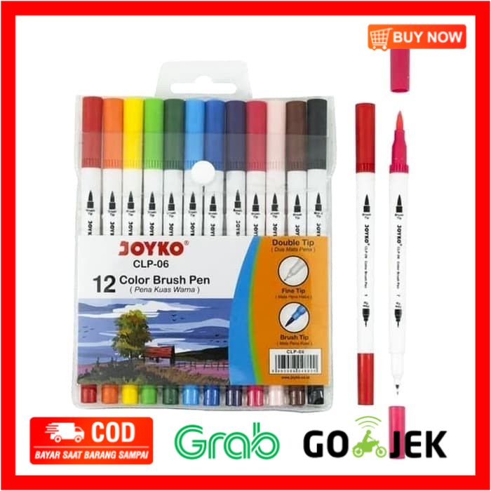 

(BISA COD) Brush Pen Joyko CLP-06 ( Dua Mata Pena ) 12 Warna