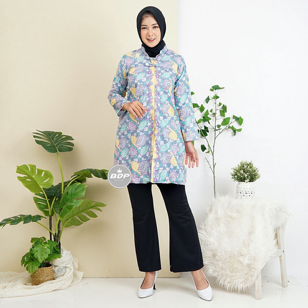 Baju Batik Wanita Modern M L XL XXL Atasan Batik Kerja Wanita Tunik Batik Kantor Batik Modern Seragam Batik-Motif-1