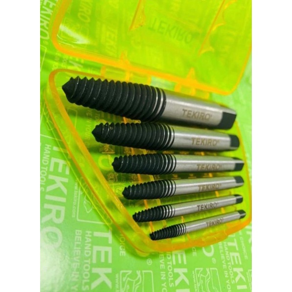 TAP BALIK TEKIRO 6 Pcs ukuran M3 sampai M25 - Pembuka Skrup Rusak Manual - Pembuka Baut Rusak Patah - Screw Remover - Screw Extractor Set TEKIRO SD-EX0926