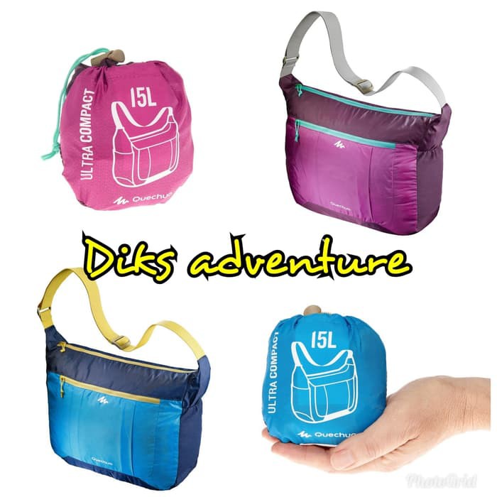 Order Langsung Tas slempang tas jinjing tas quechua ultra compact 15L tas lipat - Biru Murah