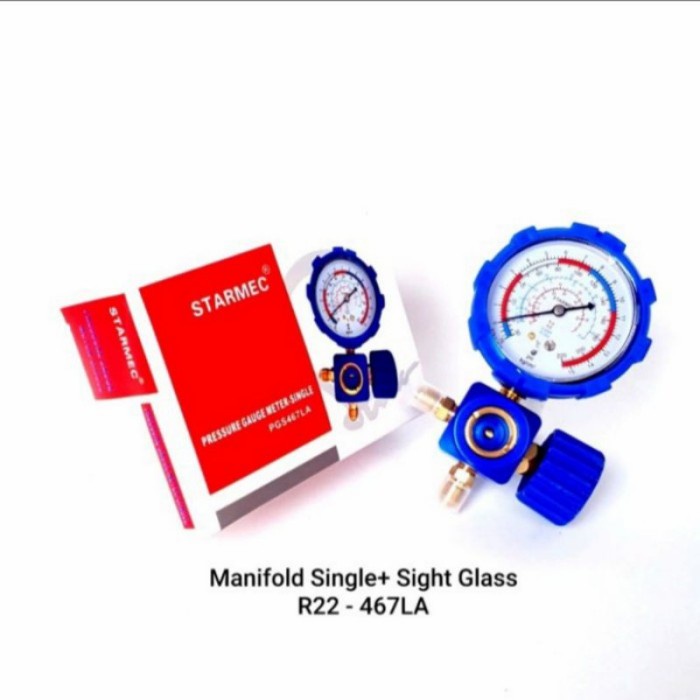 Manifold single R22 Slight glass 467 LA Starmec - alat pengukur tegang